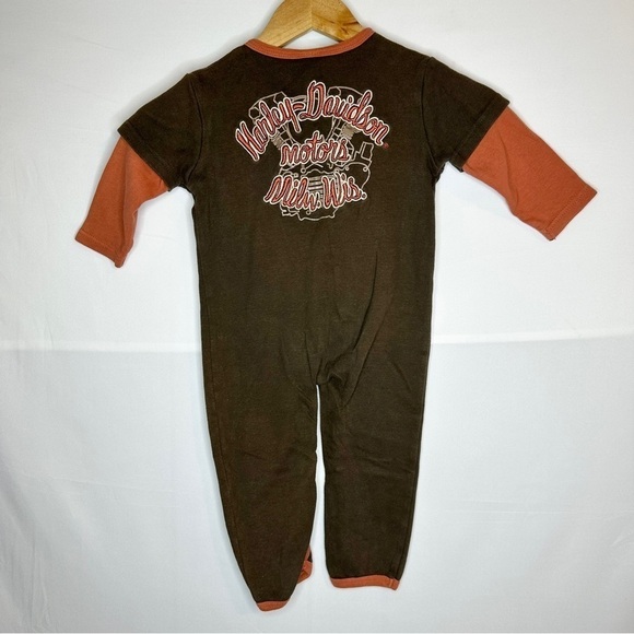 Harley Davidson Milwaukee WI Footless Long-sleeve Embroidered Onesie Size 24M - Picture 6 of 6